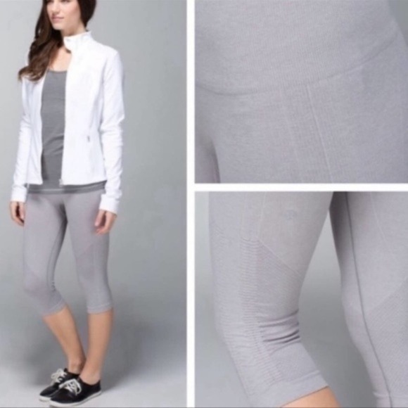 LuluLemon In the flow gray yoga crop pant Sz 6 - Picture 1 of 14